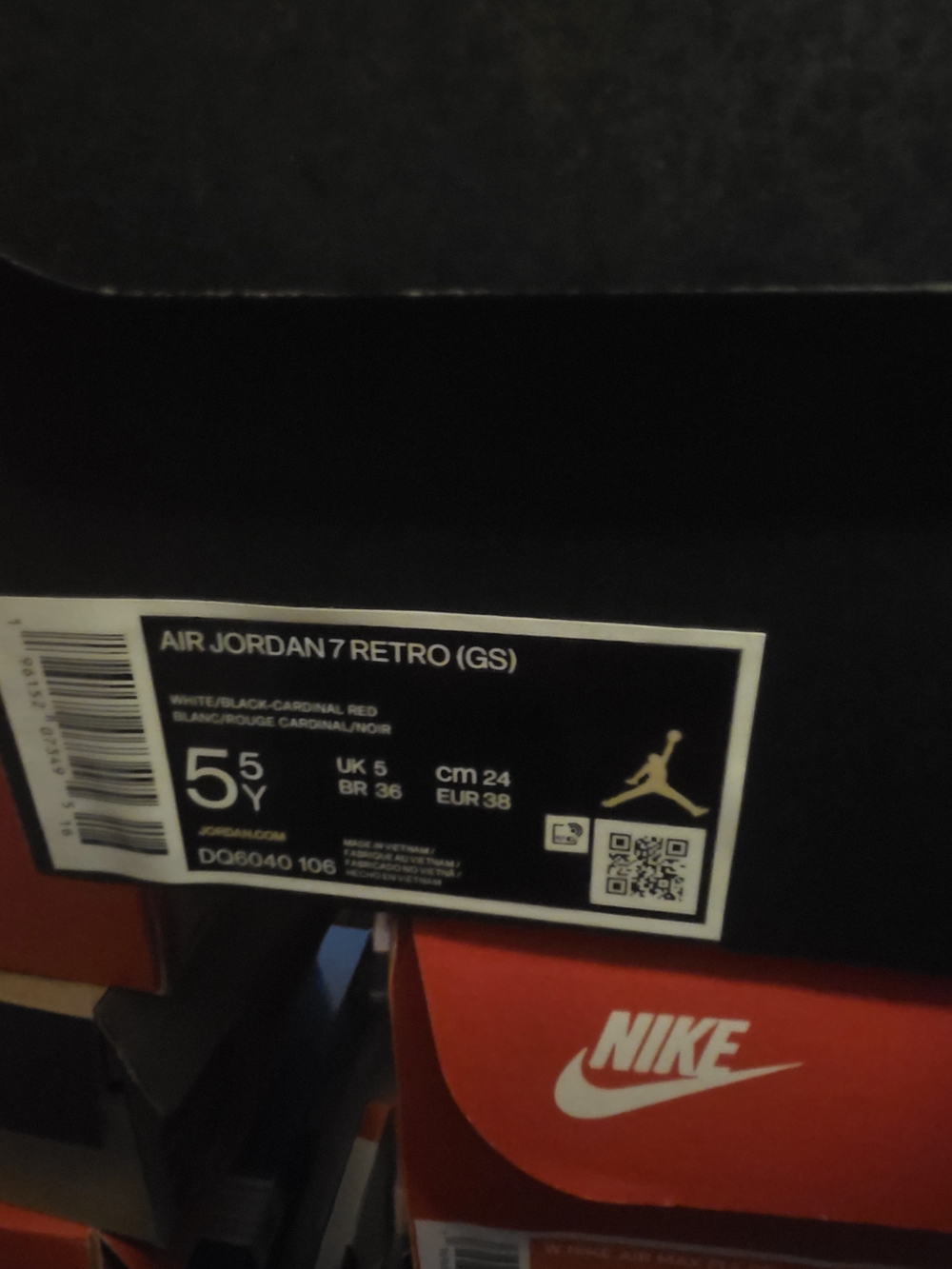 Nike Air Jordan 7 Retro (GS) White/Black/Cardinal Red Youth Shoes